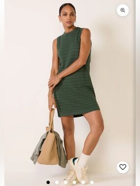 Varley Ribbed Knit Midi Dress in Forest Green - EXTRA LARGE